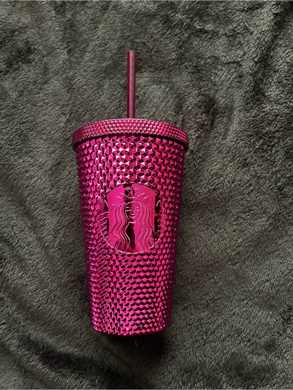 Starbucks Metallic Hot Pink Studded Cold Cup with Matching Lid